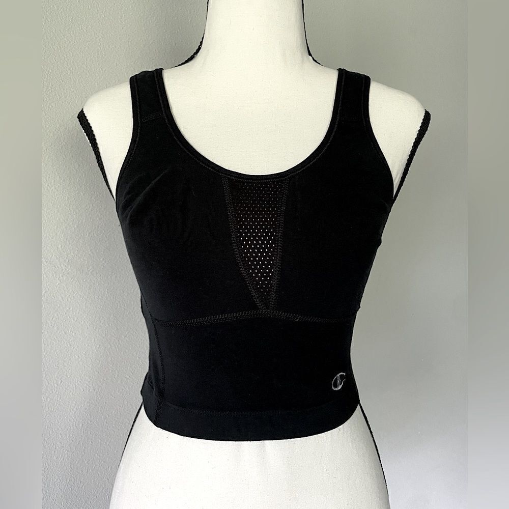 Womens, Black, Champion, Fitted, Cropped Athletic Tank/Sports Bra. Size Small.